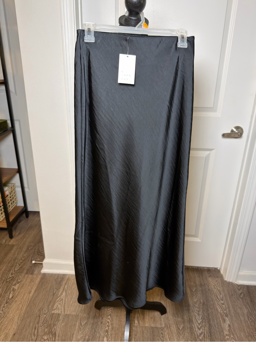 Black Satin Maxi Skirt - Sleek Women's Slip Skirt / BNWT